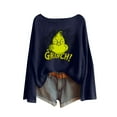 thumbnail image 1 of Vintage Christmas TshirShirts Women Xmas Gift Casual Festive Holiday Long Sleeve Tops Dark Blue Small, 1 of 4