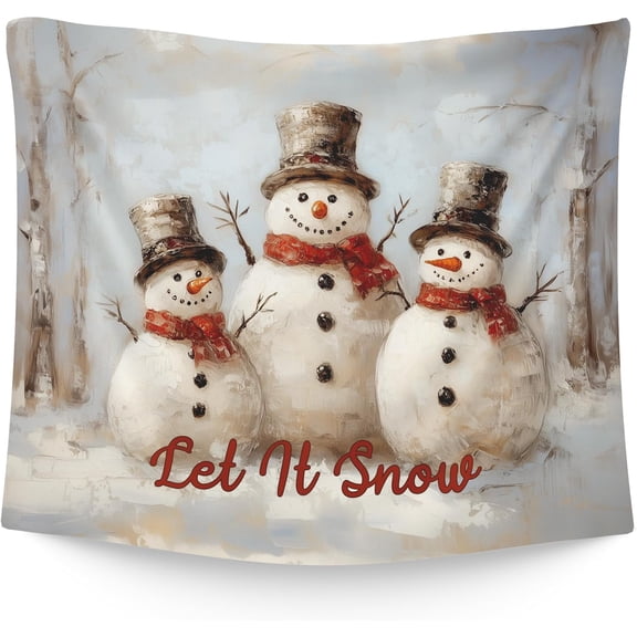 Vintage Christmas Winter Village Hanging Wall Tapestry for Bedroom, Rustic Farmhouse Snow Wall Tapestries Hanging for Holiday living Room Dorm Home Decor 50x60 inches