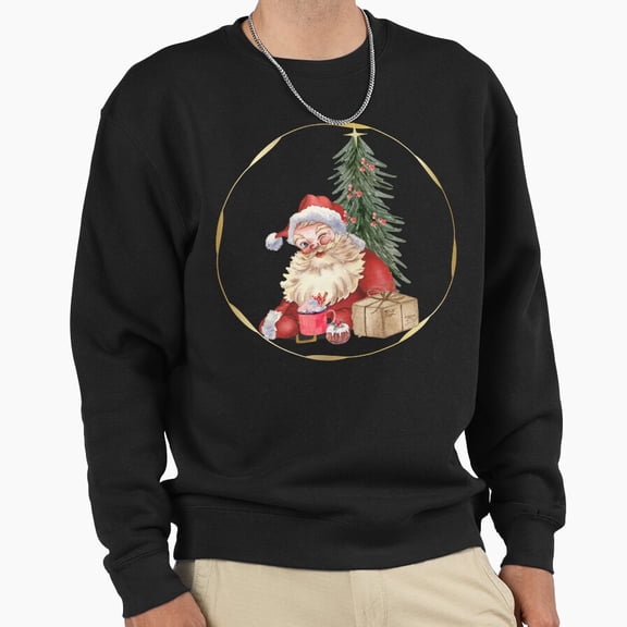 Vintage Christmas With St. Nick Unisex Sweatshirt Retro Holiday Graphic Aesthetic Style G6619, Up to Size 5XL