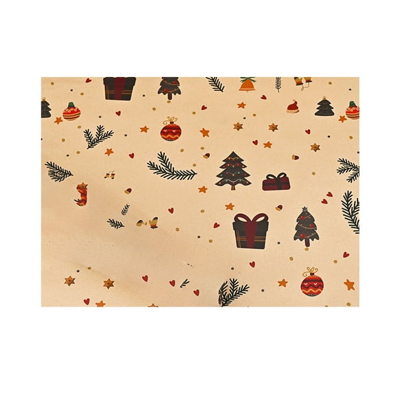 Vintage Christmas Wrapping Paper, 19.69×29.13 inch Kraft Gift Decoration Paper for Holiday Present Wrapping, Retro Design for Seasonal Crafts