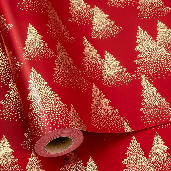 Vintage Christmas Wrapping Paper, Christmas Toile Wrapping Paper Vintage Inspired Red with Classic Santa, Deer Design for Holiday, Gift Packaging, Winter Celebrations