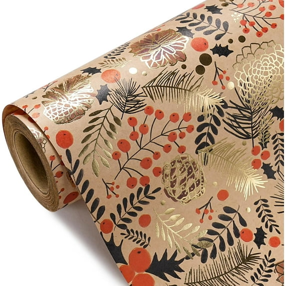 Vintage Christmas Wrapping Paper - Mini Roll - 23 Inch x 58Inch - Green Christmas Wrapping Paper for Xmas Holiday, Party Celebration