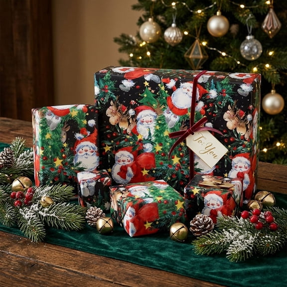 Vintage Christmas Wrapping Paper Roll, Red Wrapping Paper, Elegant Red Christmas Theme Festive Holiday Gift Wrap for Winter Celebration, Seasonal Decor (1PC, 17 Inch x 9.8 Feet)