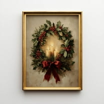 Vintage Christmas Wreath Posters Minimalist Print Poster Wall Art Canvas Artwork Home Christmas Rustic Farmhouse Holiday Decoration No Frame