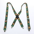 thumbnail image 1 of Vintage Christmas X Back Suspender Gingerbread Print Green Adjustable Suspenders for Men Women Christmas Gift, 1 of 1