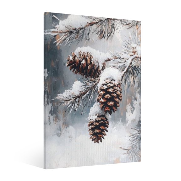 Vintage Christmas snow scenery Wall Art Paint Framed - Retro Xmas Festive Winter Holiday Christmas Wall Decor Canvas Print for Living Room Kitchen Bathroom Home Bedroom Decor