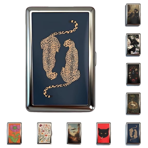 Vintage Cigarette Case, Metal Card and Cash Case with Easy Snap, Card Box for Credit Cards Cash ID(B)