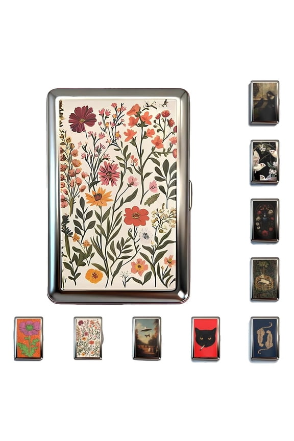 Vintage Cigarette Case, Metal Card and Cash Case with Easy Snap, Card Box for Credit Cards Cash ID(D)