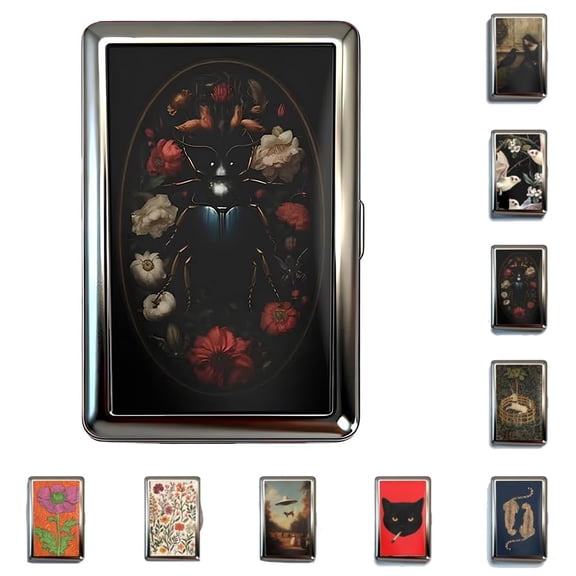 Vintage Cigarette Case, Metal Card and Cash Case with Easy Snap, Card Box for Credit Cards Cash ID（G）