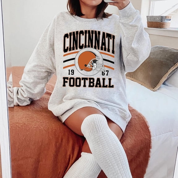 Vintage Cincinnati Football Sweatshirt, Trendy Bengal Football Fan Gift, Game Day Shirt,Sport Grey color,size 4XL