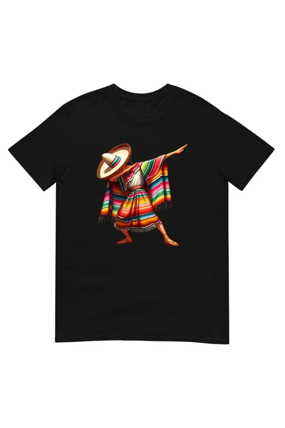 Vintage Cinco De Mayo T-Shirt Dabbing Mexican Woman Poncho & Sombrero Teehot Trending Birthday Gifts