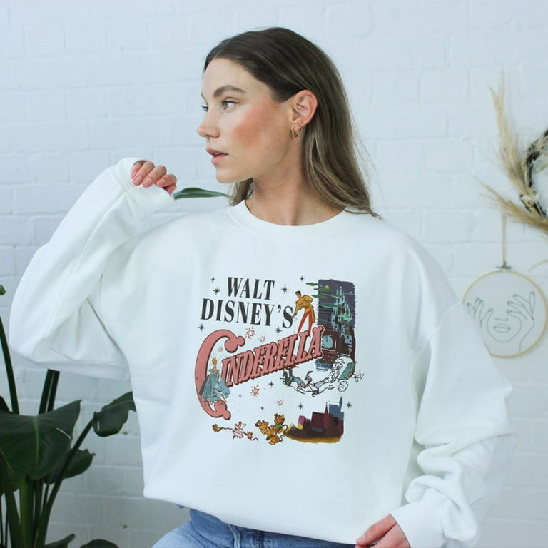 Vintage Cinderella Sweatshirt Classic Walt Disney Fairytale Pullover Magical Princess Graphic Sweater Retro Animation Fan Gift Idea
