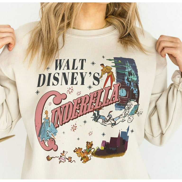 Vintage Cinderella Sweatshirt Classic Walt Disney Fairytale Pullover Magical Princess Graphic Sweater Retro Animation Fan Gift Idea Walmart
