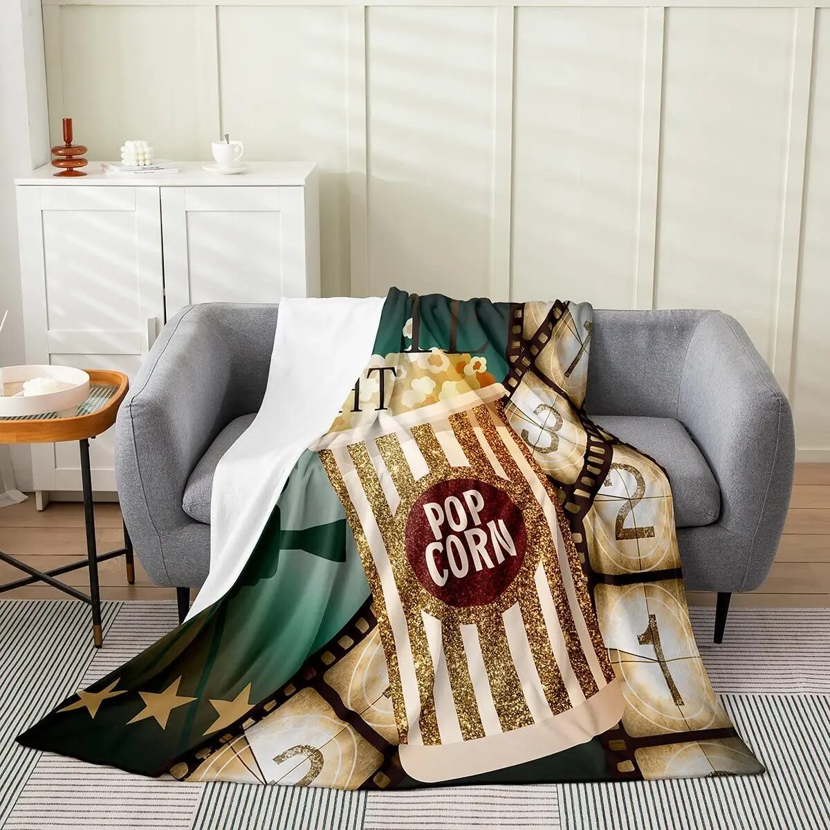 Vintage Cinema Ticket Throw Blanket Retro Movie Theater Poster Blanket