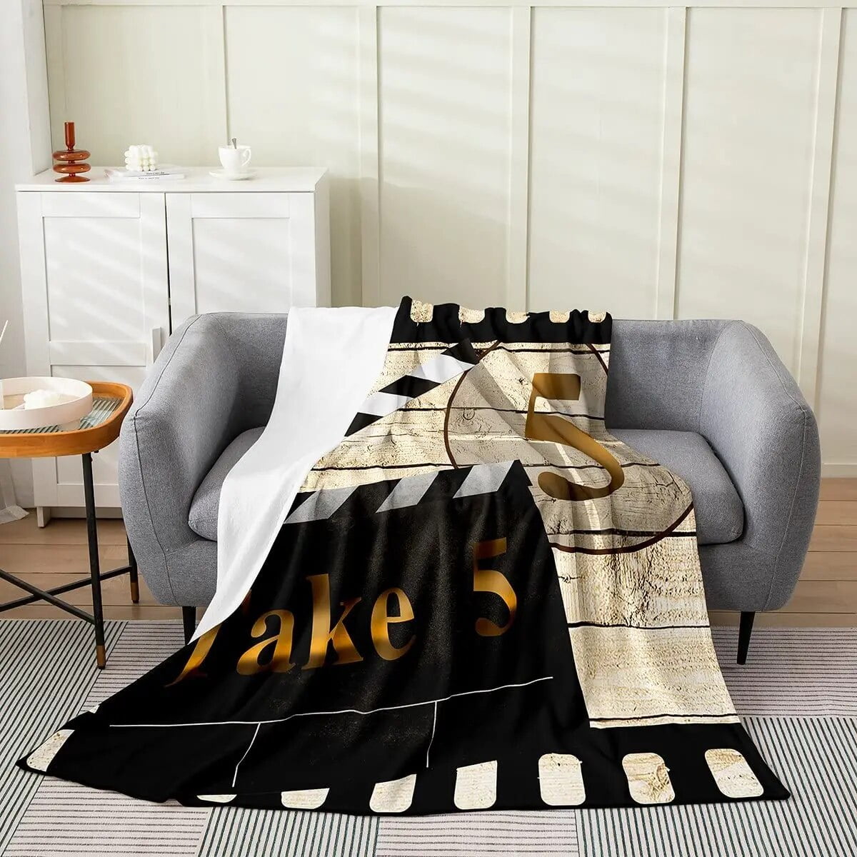 Vintage Cinema Ticket Throw Blanket Retro Movie Theater Poster Blanket Popcorn Soft Flannel