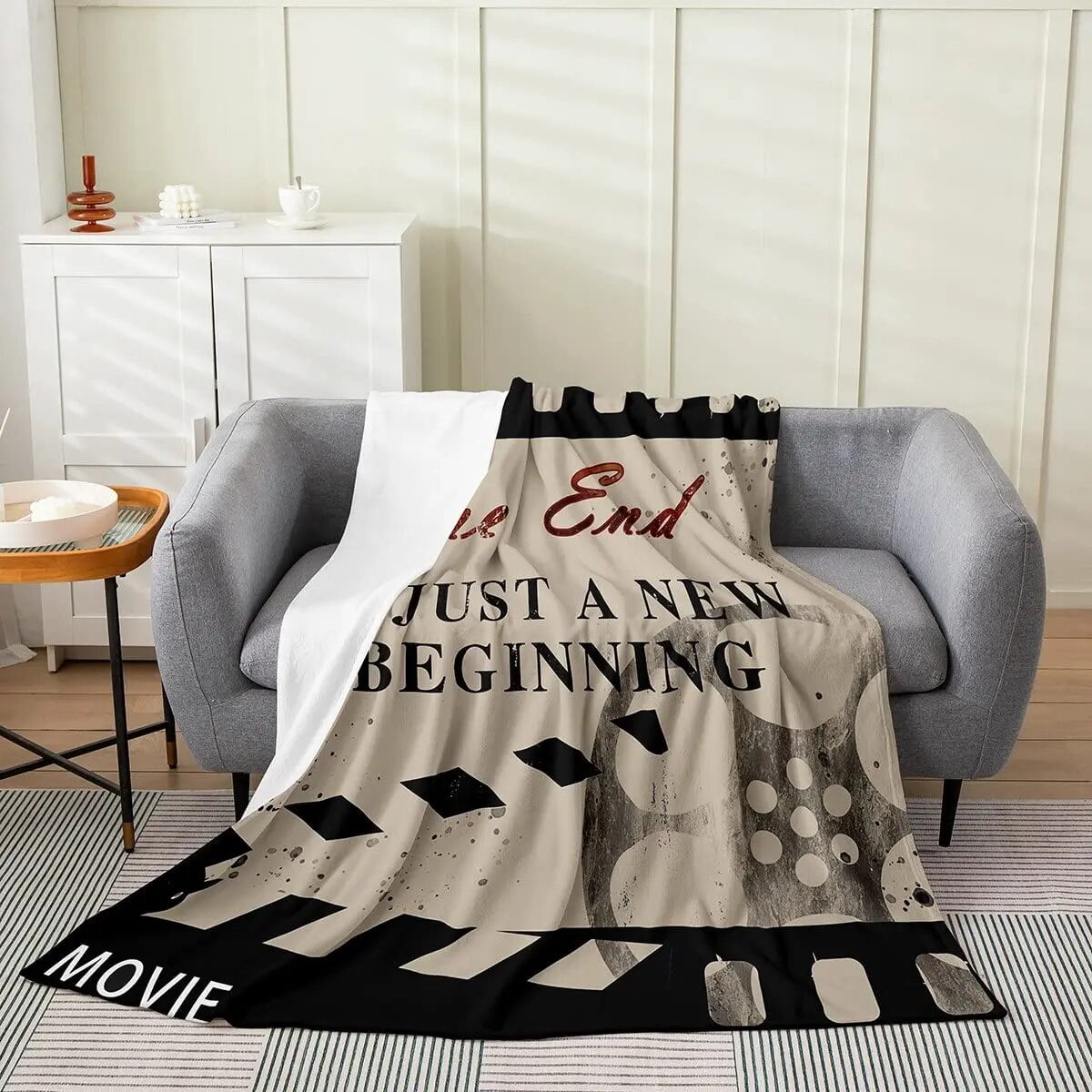 Vintage Cinema Ticket Throw Blanket Retro Movie Theater Poster Blanket Popcorn Soft Flannel