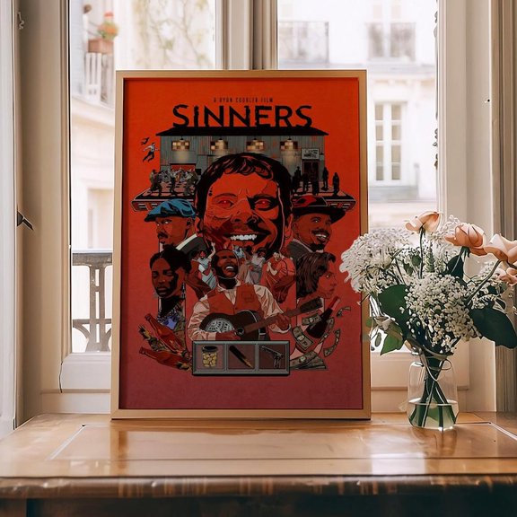 Vintage Cinematic Wall Decor Featuring Sinners Movie Inspired Character Collage Scene Poster Print 8x12 UNFRAMDE