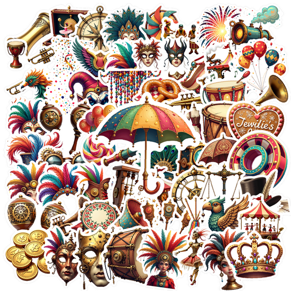 Vintage Circus Carnival Stickers, Waterproof Circus Carnival Sticker for Water Bottle Laptop Phone Cases Planner Skateboard Luggage Helmet Party Favor Decor, Ideal for Adults Teens Teacher Rewards