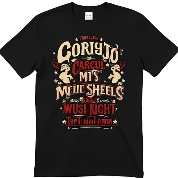 Vintage Circus Graphic Black T-Shirt Bold Red & White Design with Stars