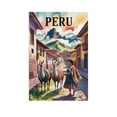 thumbnail image 1 of Vintage City Travel Poster of Cusco Peru with Llamas And Mountain Backdrop Canvas Poster, 1 of 8