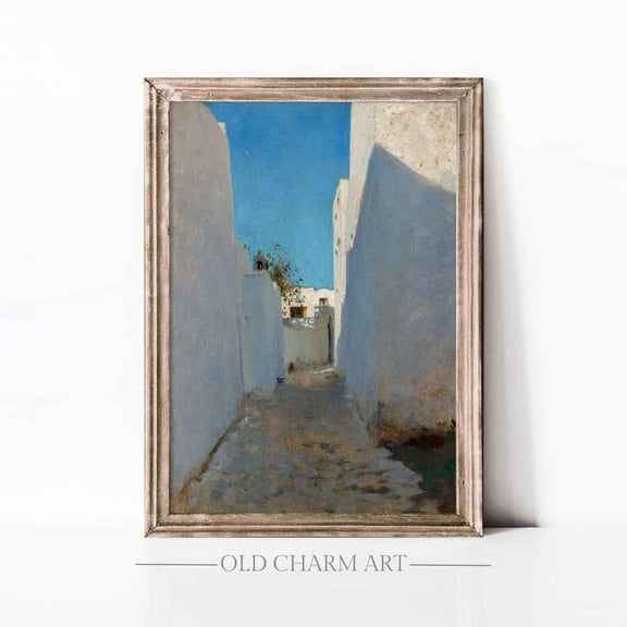 Vintage Cityscape : Rustic Street View Art, Unframed Canvas Size 8x12