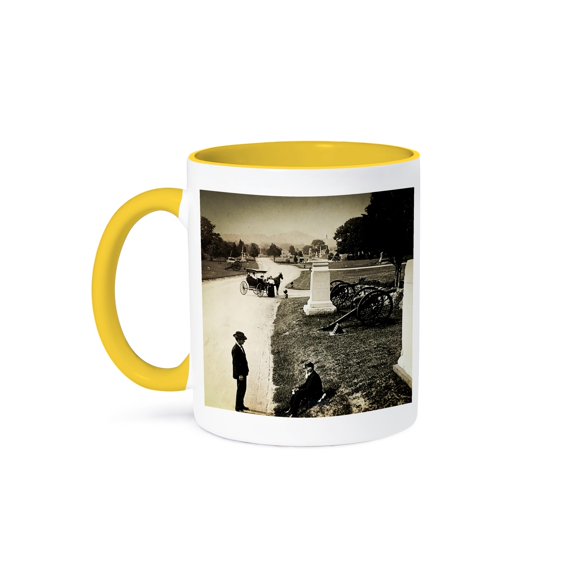 3dRose, Vintage Civil War Gettysburg Pennsylvania Hancock Avenue, 11oz Two-Tone Yellow Mug