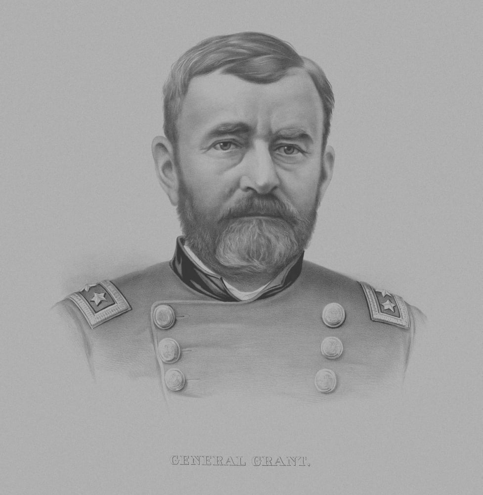 Vintage Civil War Print of General Ulysses S Grant Canvas Art - John ParrotStocktrek Images (28 x 29)