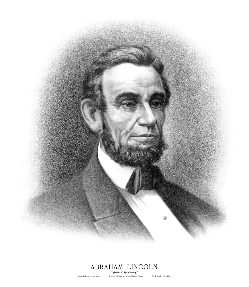 Vintage Civil War era print of the bust of President Abraham Lincoln Canvas Art - John ParrotStocktrek Images (26 x 30)
