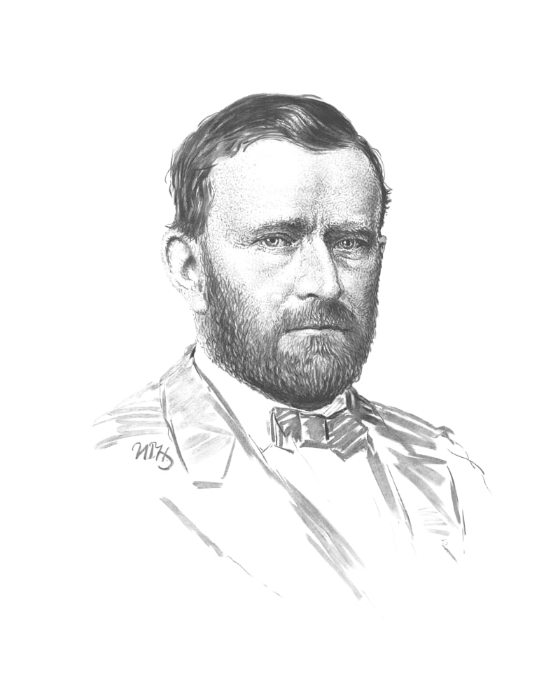 Vintage Civil War portrait of General Ulysses S Grant Canvas Art - John ParrotStocktrek Images (13 x 16)