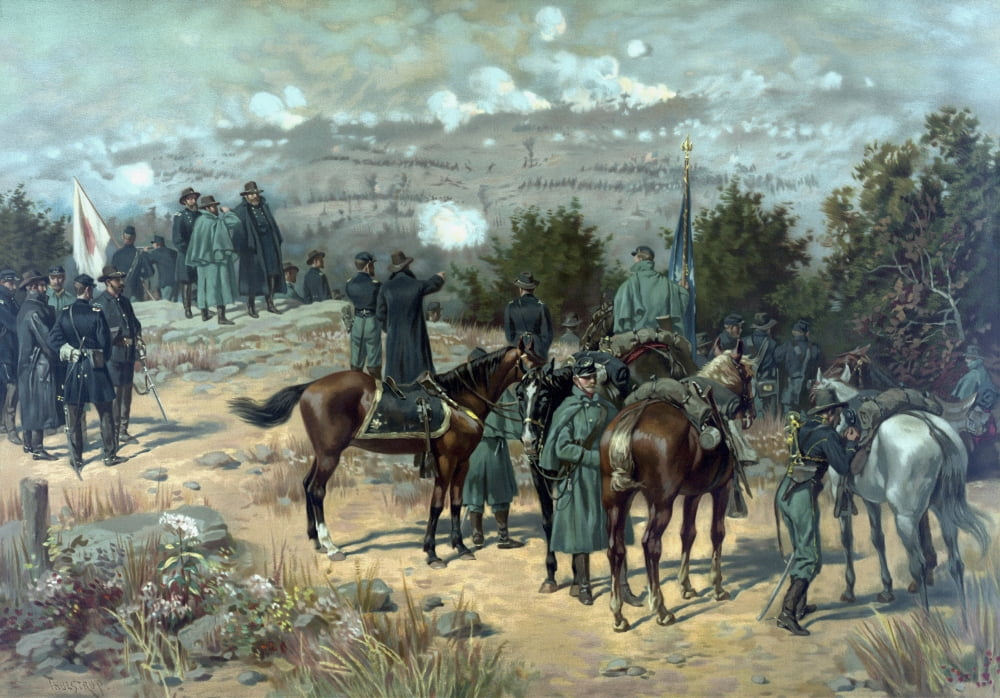 Vintage Civil War poster of the Battle of Missionary Ridge Canvas Art - John ParrotStocktrek Images (17 x 12)