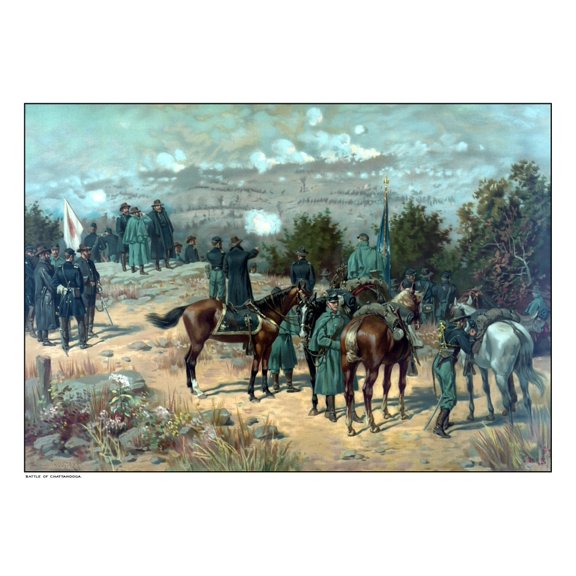 Vintage Civil War poster of the Battle of Missionary Ridge Canvas Art - John ParrotStocktrek Images (17 x 12)