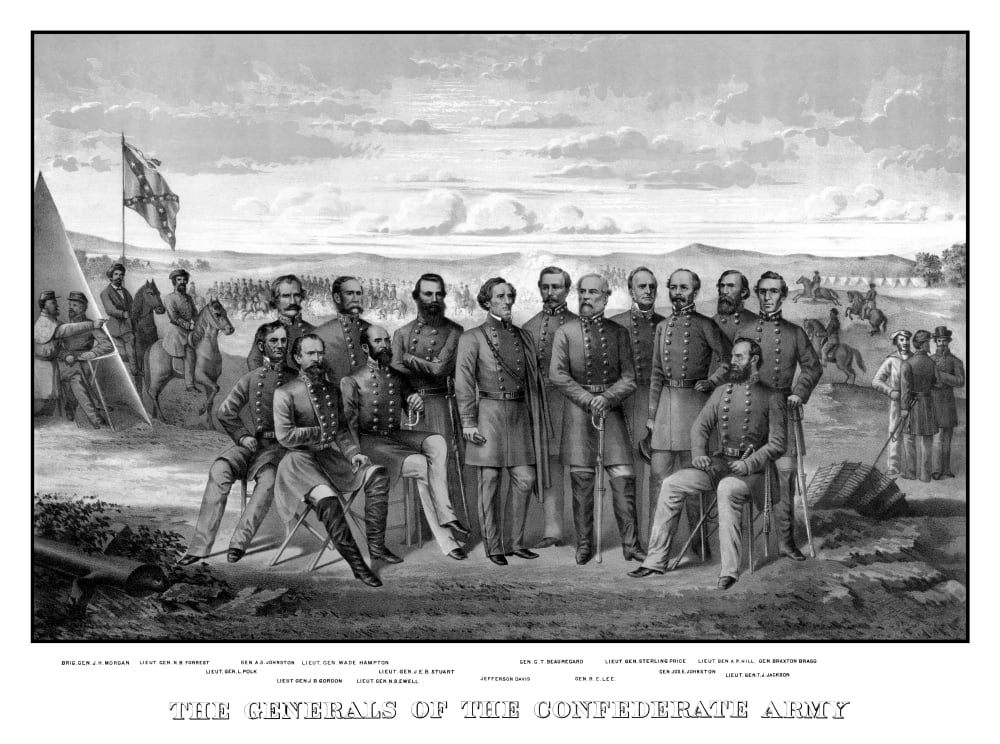 Vintage Civil War print featuring sixteen of The Confederate Armys top Generals Canvas Art - John ParrotStocktrek Images (33 x 25)