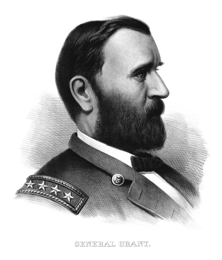 Vintage Civil War print of General Ulysses S Grant Canvas Art - John ParrotStocktrek Images (14 x 16)