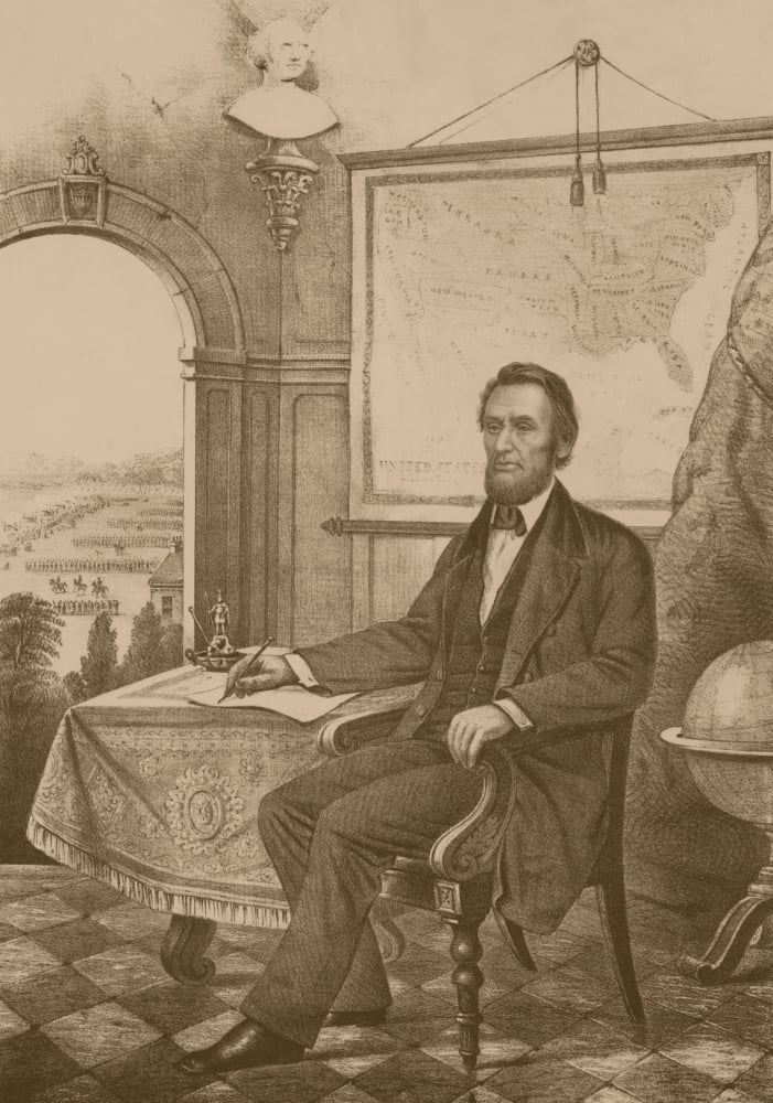 Vintage Civil War print of President Abraham Lincoln Canvas Art - John ParrotStocktrek Images (24 x 34)