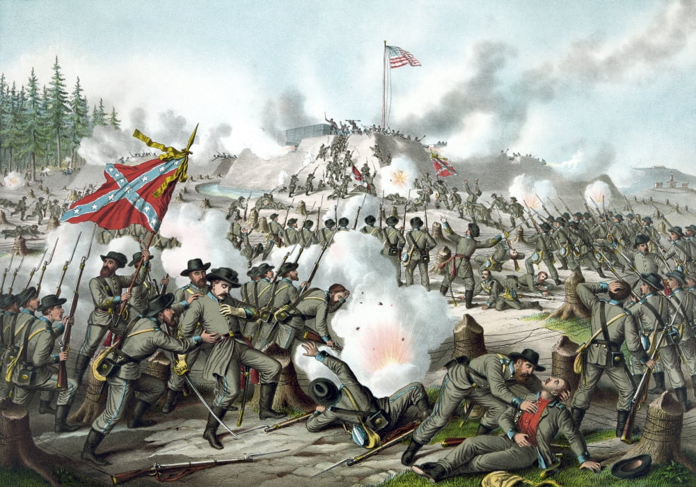Vintage Civil War print of the Battle of Fort Sanders Canvas Art - John ParrotStocktrek Images (17 x 12)