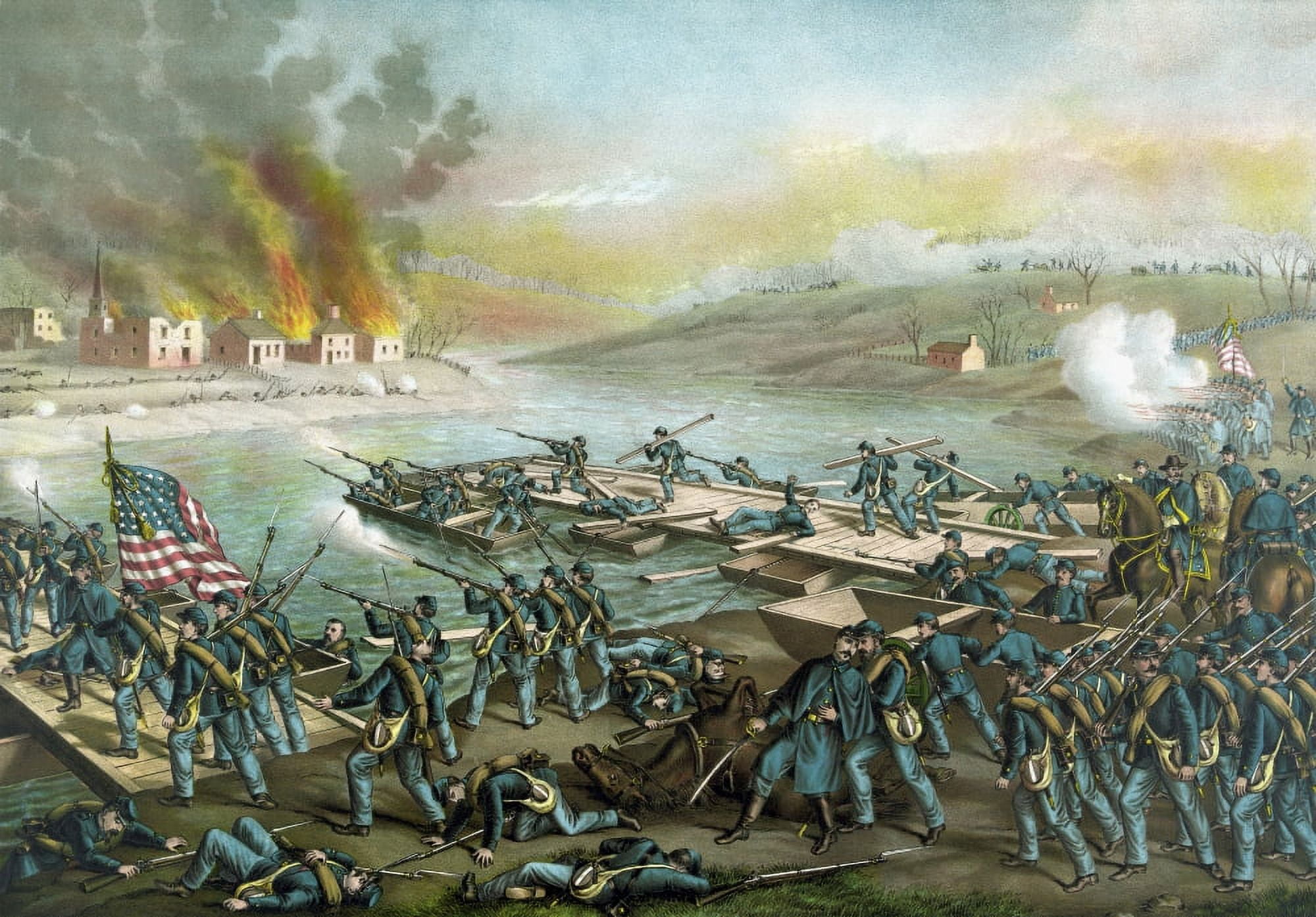 Vintage Civil War print of the Battle of Fredericksburg Canvas Art - John ParrotStocktrek Images (34 x 24)
