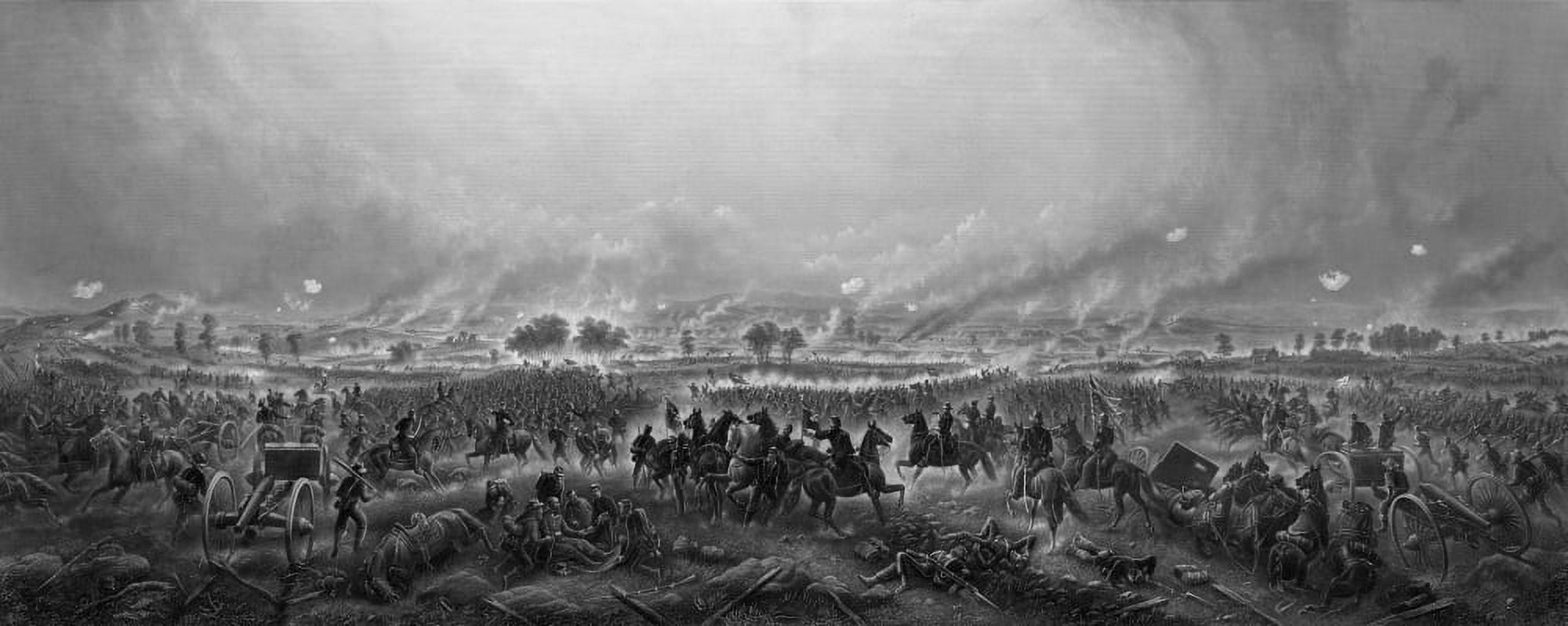 Vintage Civil War print of the Battle of Gettysburg Canvas Art - John ParrotStocktrek Images (22 x 9)