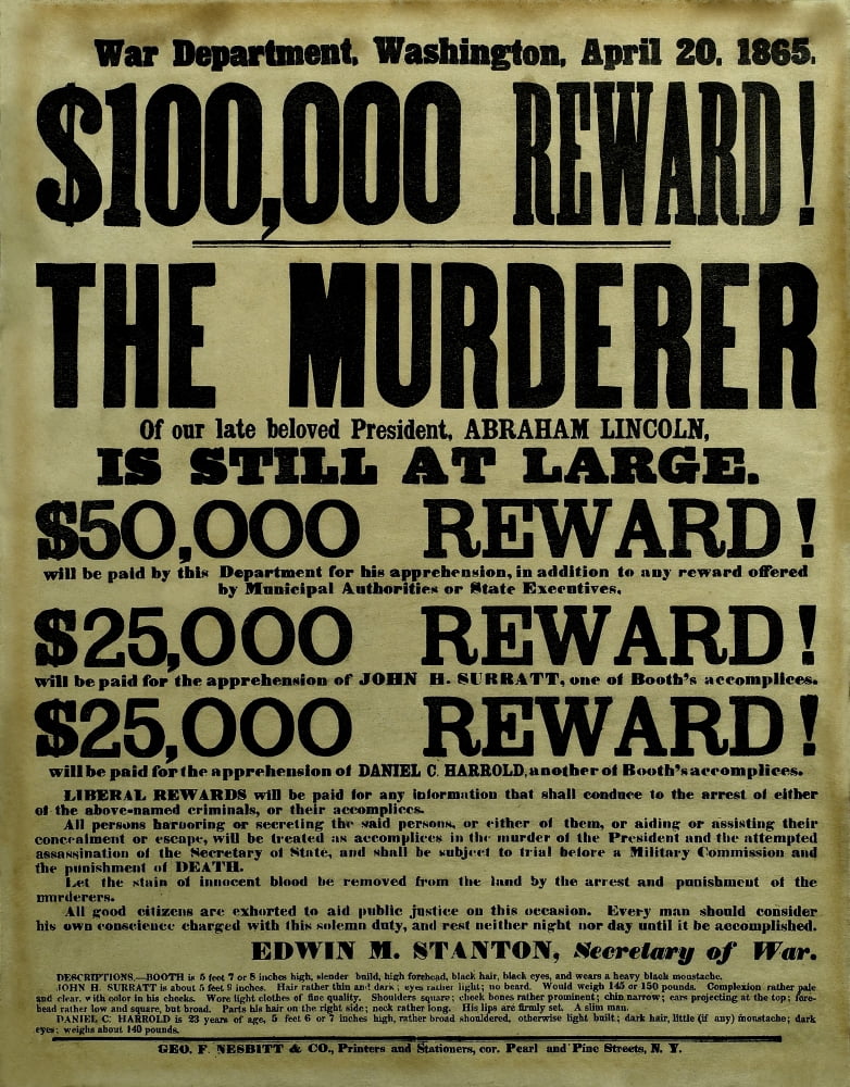 Vintage Civil War wanted poster Canvas Art - John ParrotStocktrek Images (25 x 32)