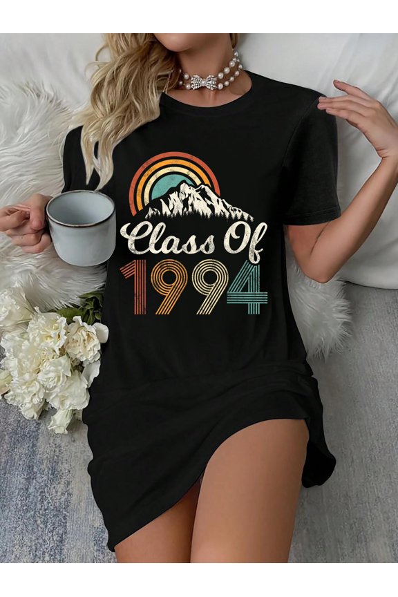 Vintage Class Of 1994 High School College Reunion Distressed T-Shirt Dress Casual Summer Dress Everyday Outfit