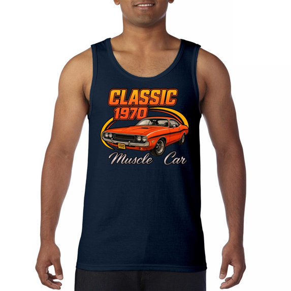 Vintage Classic 1970 Muscle Car Men's Tank Top American Power Legendary V8 Performance