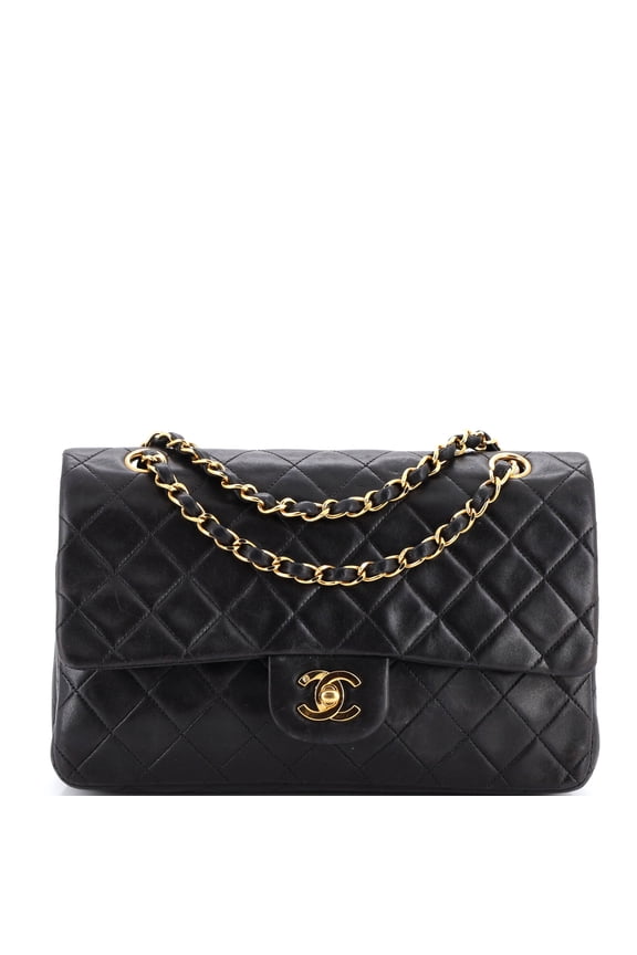Vintage Classic Double Flap Bag Quilted Lambskin Medium By Rebag