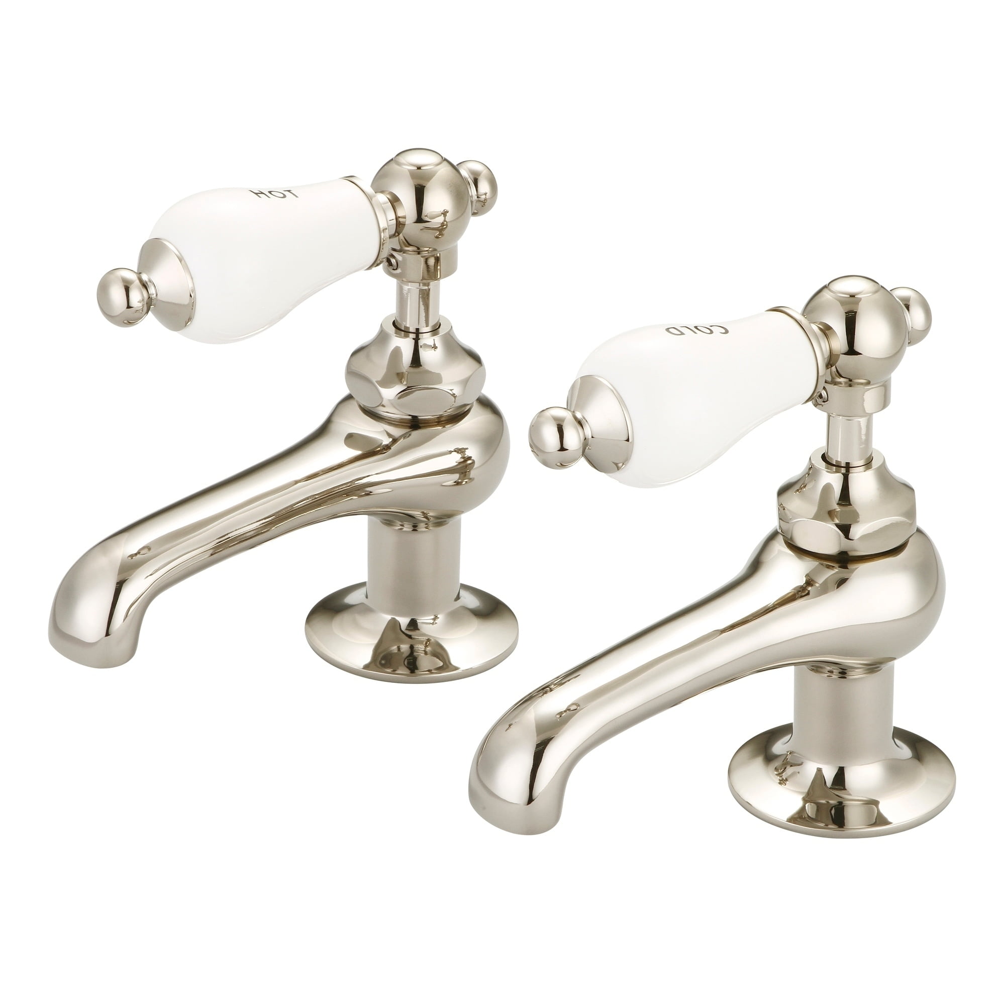 Elegant Vintage Nickel Basin Faucet with Porcelain Lever Handles