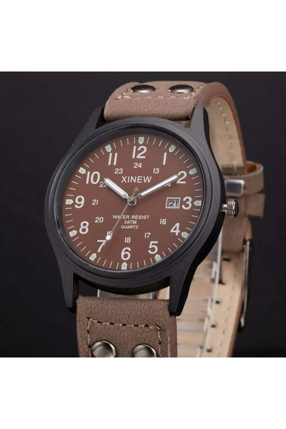 Vintage Classic Men's Waterproof Date Leather Strap Sport Quartz Army Watch Watches for Men Weather Watches for Men Men's Work Watch Wa-412 Watchs Brew Watches Wind up Wrist Watches Timer Watch