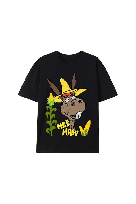 Vintage Classic Print Tee,Tops Has Funny Donkey Graphic ,Casual Round Neck Regular Fit Tee, Size(S-5XL)