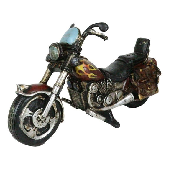 Vintage Classic Retro Chopper Bike Motorcycle With Faux Leather Saddles Figurine