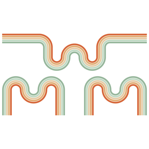 Vintage Classic Retro Colorful Rainbow Tracks Vinyl Kids Bedroom Wall Decoration Home Living Room 20" x 34" Groovy Stripes Pattern Removable Multicolored Wall Decal Sticker