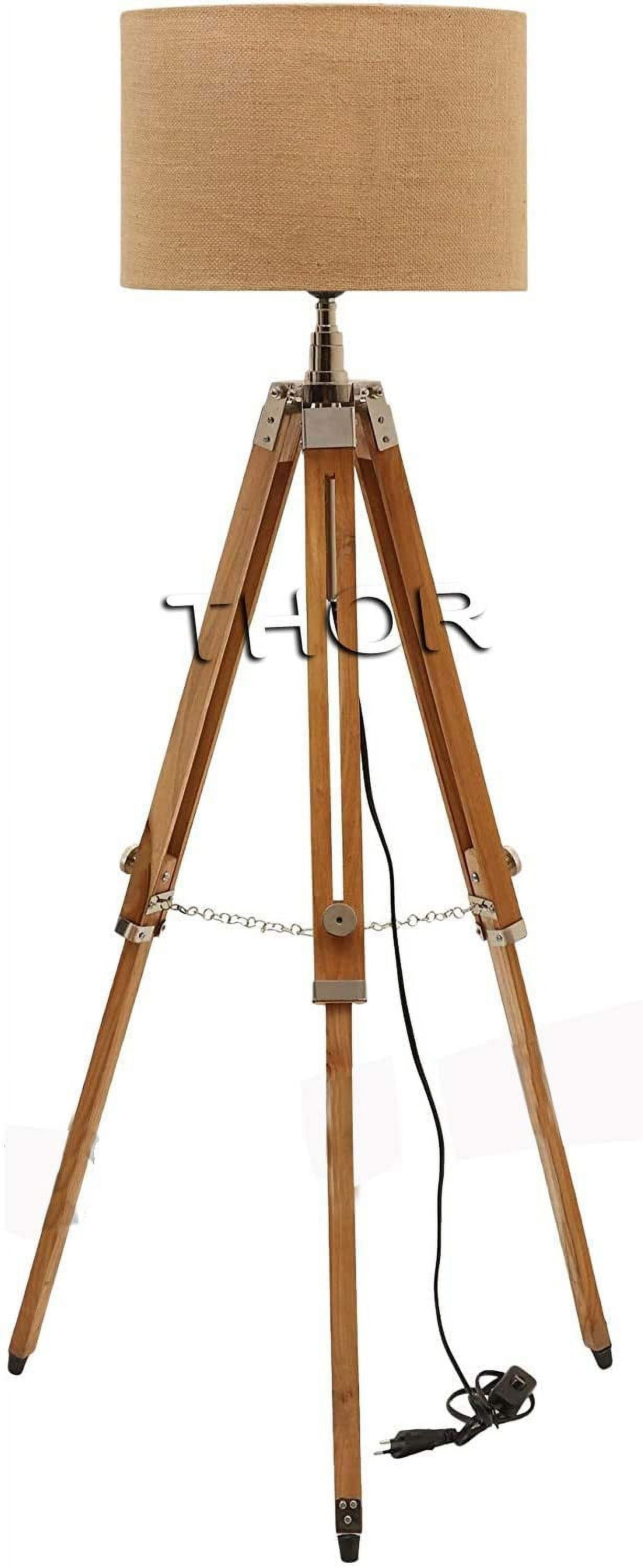 Vintage Classic Teak Wood Tripod Floor Lamp Nautical Floor Shade lamp Home Decor (Shade is Not Included)