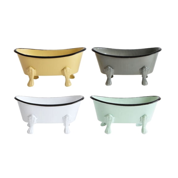 Vintage Clawfoot Tub Various Colors 5.5 x 2.5 Metal Decorative Soap Dishes, Set of 4