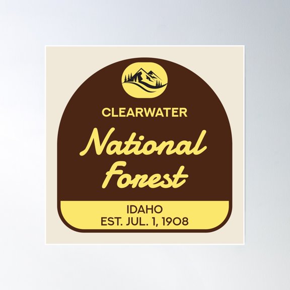 Vintage Clearwater National Forest Poster Wall Art, Modern Wall Decor, 16x16 UNFRAMED