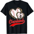 thumbnail image 1 of Vintage Cleveland Baseball Leopard Heart Baseball Fans T-Shirt, 1 of 4
